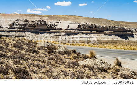 Rock formations at Salinas Y Aguada Blanca National Reserve, Arequipa, Peru 120076081