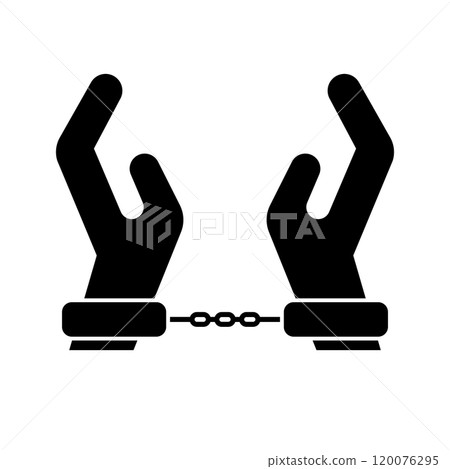 Silhouette of a hand with handcuffs Silhouette of a hand with handcuffs 120076295