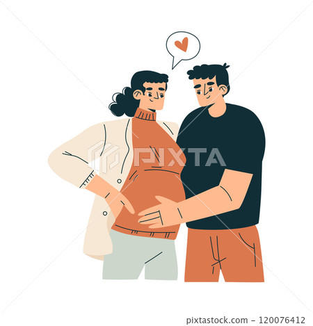 Pregnancy Planning with Young Man and Woman Vector Illustration Pregnancy Planning with Young Man and Woman Vector Illustration 120076412