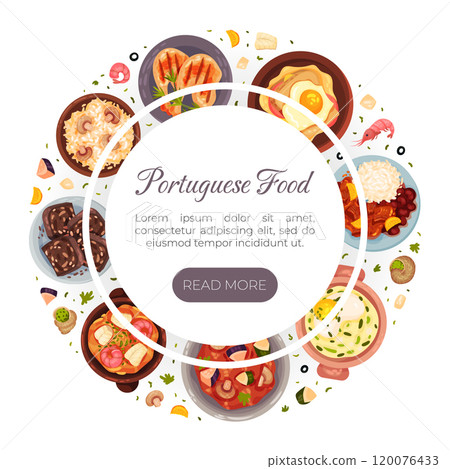 Portuguese Dishes and Main Courses Banner Design Vector Template 120076433