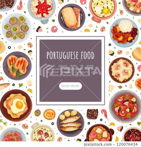 Portuguese Dishes and Main Courses Banner Design Vector Template 120076434