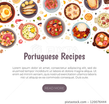 Portuguese Dishes and Main Courses Banner Design Vector Template Portuguese Dishes and Main Courses Banner Design Vector Template 120076444