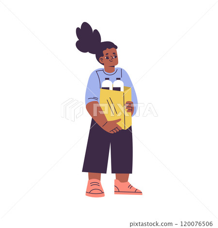 Polite Girl Character Carry Shopping Bag Help Mom Having Good Manners Vector Illustration Polite Girl Character Carry Shopping Bag Help Mom Having Good Manners Vector Illustration 120076506