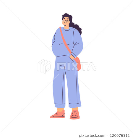 Happy Pregnant Woman Character in Standing Pose Vector Illustration Happy Pregnant Woman Character in Standing Pose Vector Illustration 120076511