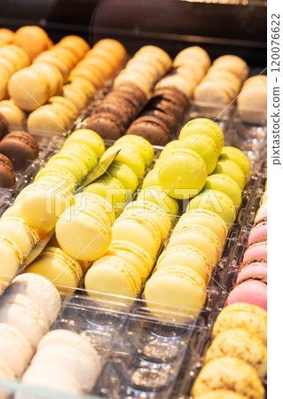 Macarons in a French shop Macarons in a French shop 120076622