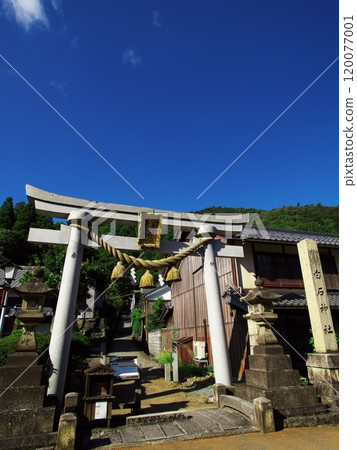 夏天若狹熊川宿街道上的白石神社鳥居 120077001