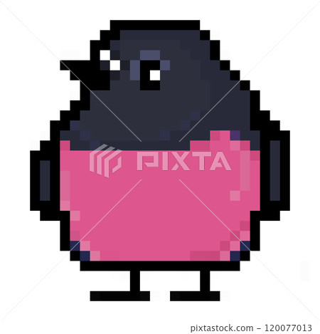 像素藝術動物插畫雄性黑背鶲 120077013