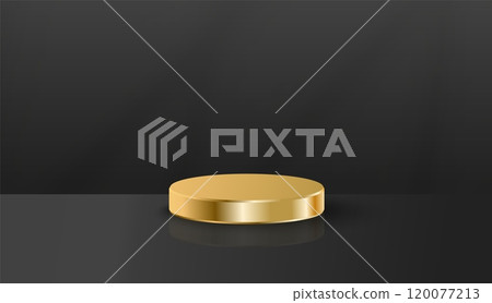Elegant Black Podium with Black background for Luxury Product Display, Showroom Presentations, and Modern 3D Mockups Elegant Black Podium with Black background for Luxury Product Display, Showroom Presentations, and Modern 3D Mockups 120077213