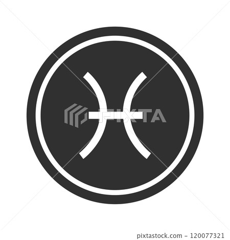 Pisces. Zodiac signs symbol. Astrological and horoscope icon. Flat vector images in simple style Pisces. Zodiac signs symbol. Astrological and horoscope icon. Flat vector images in simple style 120077321