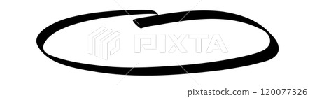 Doodle oval frame. Hand drawn circle pencil sketch. Vector scribble round border 120077326