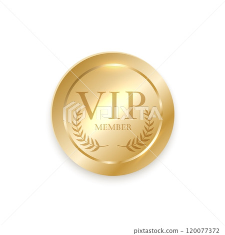 Vintage VIP Member Gold Label and Badge Design for Business, Premium Quality, Luxury Emblem for Exclusive Products and Services 120077372