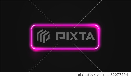 Neon frame pink rectangle set. Glowing colorful rectangular border. Geometric shape action UI elements with copy space. 120077394