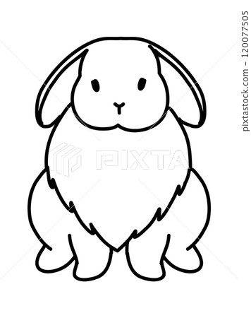 Cartoon rabbit. Simple doodle hand drawn bunny. Vector sketch 120077505