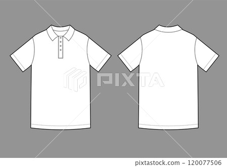 Unisex Polo Shirt Sketch, Casual and Sportswear Design, Front and Back View, Fashion Template for Men and Women 120077506