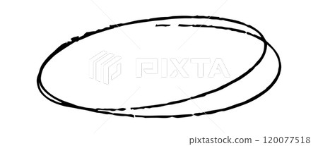 Doodle oval frame. Hand drawn circle pencil sketch. Vector scribble round border 120077518