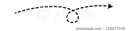 Dashed arrow set. Vector doodle dot line. Thin pointer arrows Dashed arrow set. Vector doodle dot line. Thin pointer arrows 120077530
