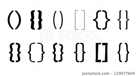 Text bracket. Vintage curly brackets symbol. Typography punctuation shapes. Vector illustration Text bracket. Vintage curly brackets symbol. Typography punctuation shapes. Vector illustration 120077604