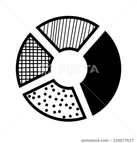 Doodle pie chart set. Hand drawn fraction graphic shape 120077627