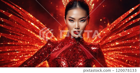 Fiery red glamour with fierce energy 120078133