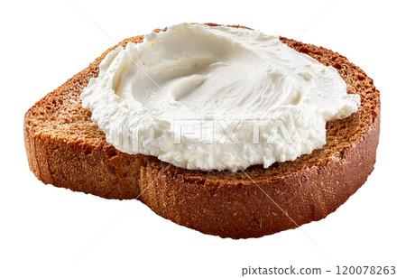 Creamy Spread on Rustic Bread Slice 120078263