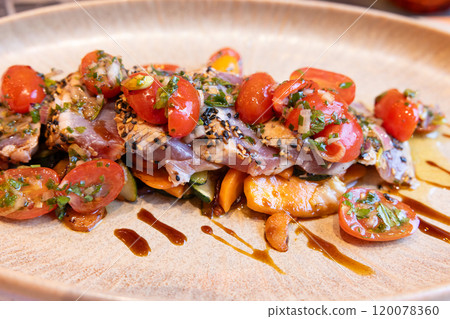 French cuisine, delicious French seared tuna French cuisine, delicious French seared tuna 120078360