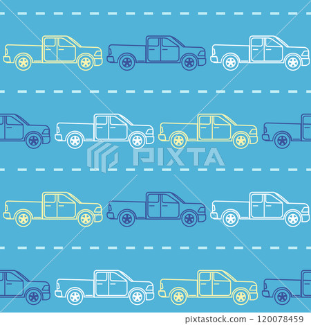 Striped seamless pattern with pickup trucks Striped seamless pattern with pickup trucks 120078459