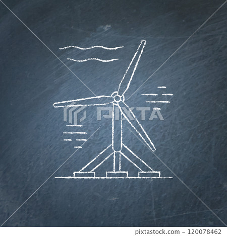 Water turbine chalkboard sketch 120078462