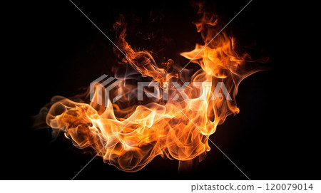 Flickering flames on a black background 120079014