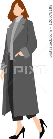 Illustration of a woman wearing a coat 120079198