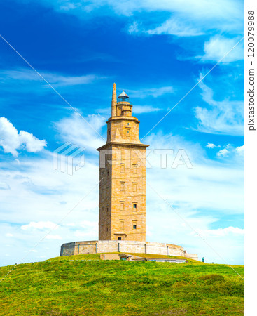 View of the Tower of Hercules, A Coruna, Galicia, Spain 120079988
