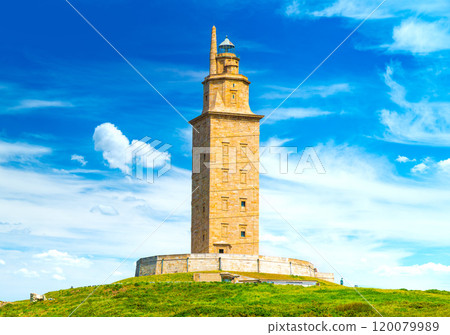 View of the Tower of Hercules, A Coruna, Galicia, Spain View of the Tower of Hercules, A Coruna, Galicia, Spain 120079989