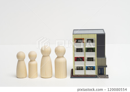 Image of a family of four and an apartment Image of a family of four and an apartment 120080554