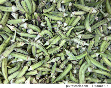 vegetable background with fresh raw okras vegetable background with fresh raw okras 120080903