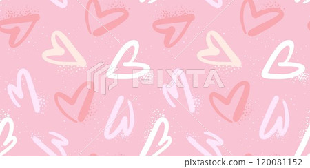 Hand drawn doodle hearts pastel pink seamless pattern cute romantic vector print design Hand drawn doodle hearts pastel pink seamless pattern cute romantic vector print design 120081152