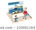 Grandson helping his grandfather and grandmother 120081164