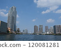 Kachidoki Bridge over the Sumida River and high-rise condominiums 120081281