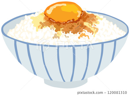 Illustration of egg on rice with soy sauce vector material Illustration of egg on rice with soy sauce vector material 120081310