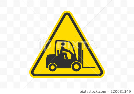 Caution Fork truck, forklift icon symbol. Logistic warning forklift truck logo sign. Safety Unloading, cargo and boxes. Warehouse machine. Vector illustration. Isolated on white background. Caution Fork truck, forklift icon symbol. Logistic warning forklift truck logo sign. Safety Unloading, cargo and boxes. Warehouse machine. Vector illustration. Isolated on white background. 120081349
