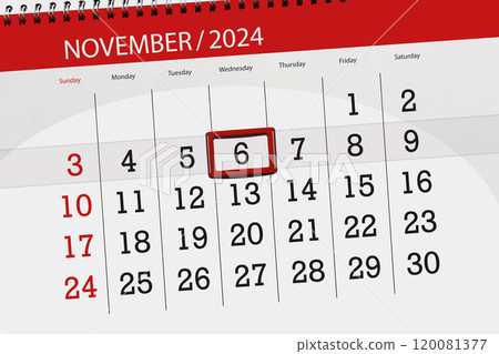 Calendar 2024, deadline, day, month, page, organizer, date, November, wednesday, number 6 120081377