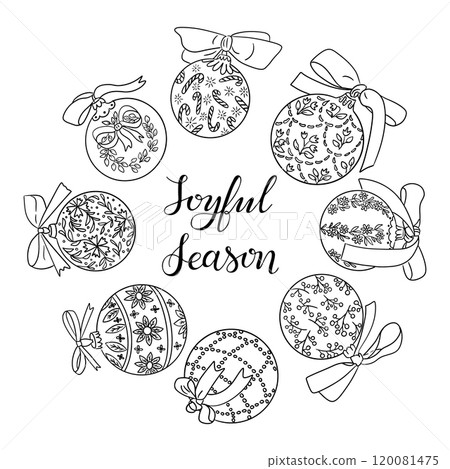 Christmas doodle greeting card with ornaments Christmas doodle greeting card with ornaments 120081475