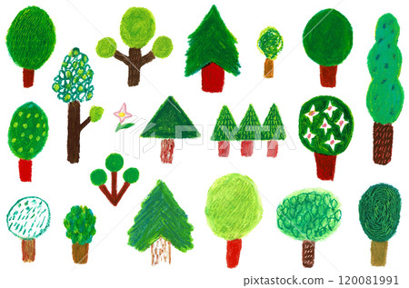 Hand-drawn illustration set of trees 120081991