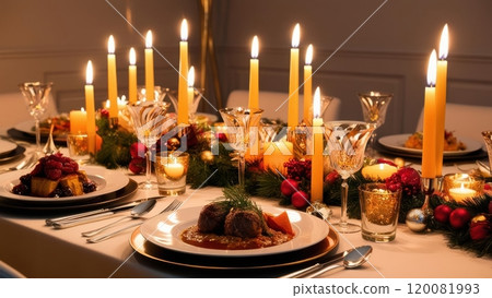 Elegant New Year's Eve Dinner Set with Festive Decor 120081993