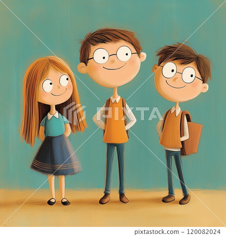 Children smiling together in a colorful classroom environment during a cheerful school day 120082024