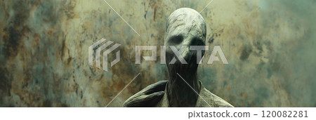 Mysterious Faceless Figure in Abstract Background, Surreal Art Concept, Mystery and Intrigue. Ai generative 120082281