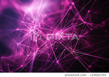 Futuristic Purple Network Background with Abstract Nodes and Lines. Ai generative 120082393