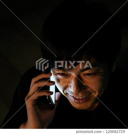 Scammer man making a phone call - 1 Scammer man making a phone call - 1 120082729