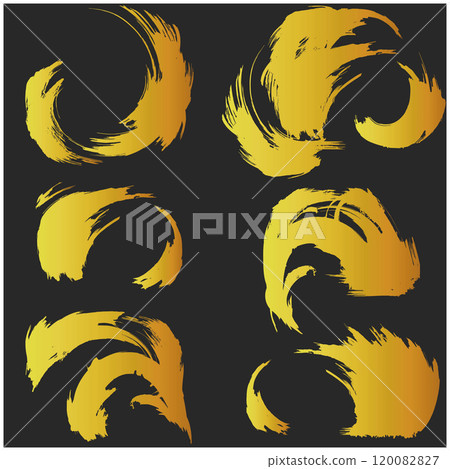 Japanese style material Illustration set of golden lines drawn with a brush Vector 120082827