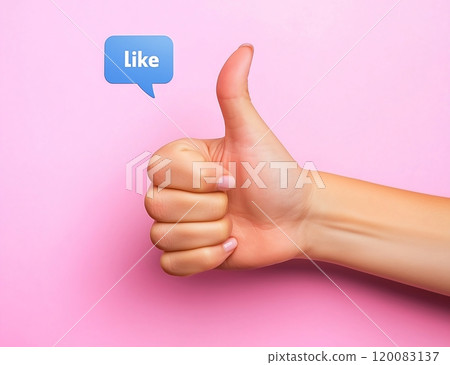 "Like" hand gesture in bright colors 120083137