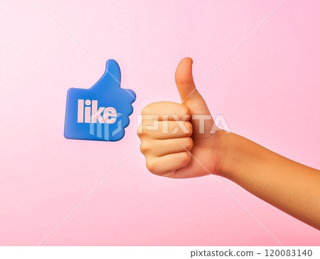 "Like" hand gesture in bright colors 120083140