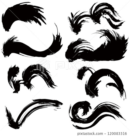 用畫筆向量繪製的日式素材動態線條插圖集 120083316